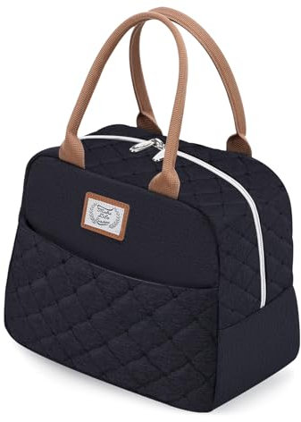 Lekespring Bolsa Termica Porta Alimentos 9L | Nevera Portatil Pequeña Antifugas - Bolsa Comida Trabajo sin BPA - Bolsa Termica con Superficie Impermeable,para Hombres y Mujer - Acolchado Negro