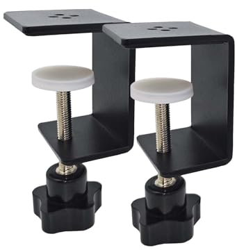 Jhanw C-Klemmen, strapazierfähig, schwarze Schreibtischklemme, 2 Stück, Metallklemmen für Paneelklemmen Holzbearbeitung, verstellbare Klemme auf Schreibtischregal für Schreibtischverlängerung