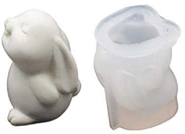 WaTudouYe Stampo per candele a forma di coniglietto, silicone, aromaterapia, strumento fai da te, forma per candela profumata, regalo per compleanni e Natale