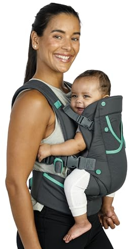 Infantino Carry On Active Baby Carrier, Ergonomic Multi-Pocket Baby Carrier for Newborn to Toddler 8-40 lbs with Padded Straps, Lumbar Belt Storage & Pacifier Loop, Registry Essential, Gray