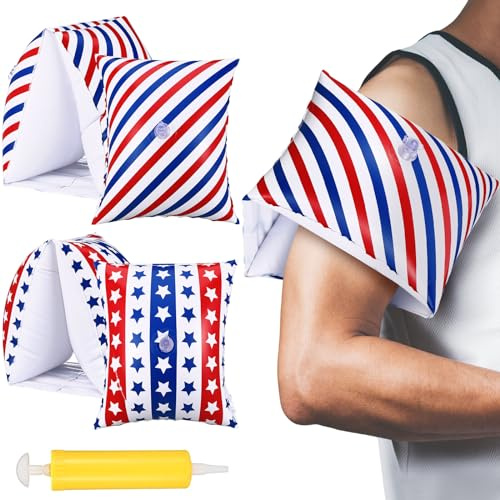 4 Pack 4th of July Adult Arm Floaties for Summer 250th Anniversary Patriotic Inflatable Water Wings Memorial Day American Pool Arm Float Women Men Water Swimming Ring for Swimming Pool Party