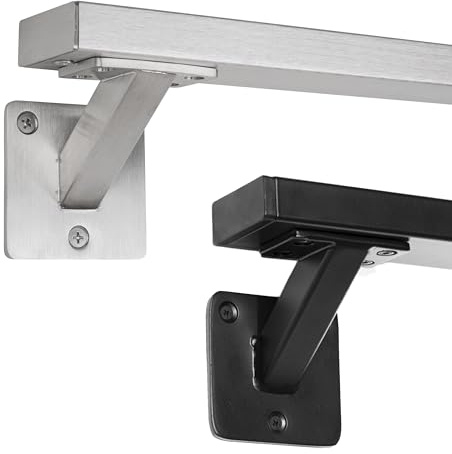 Natural Goods Berlin OBLONG Lot di 6 supporti per corrimano in metallo nero SLANT e 500 cm - Rampa per scale in acciaio inossidabile rivestita a polvere - Per interni ed esterni