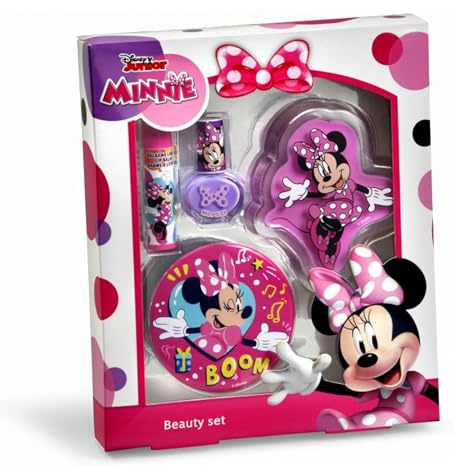 Minnie Estuche Set Belleza Compuesto: Brillo Labios, Bálsamo Labial, Esmalte Uñas y Espejo