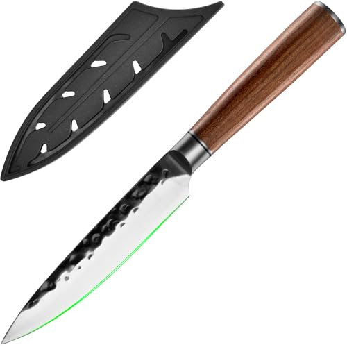 FULLHI Coltello da chef, mannaia forgiata per la cucina di casa, coltello da cucina in acciaio ad alto tenore di carbonio per il taglio di carne e verdure (Coltello multiuso da 12,7cm)