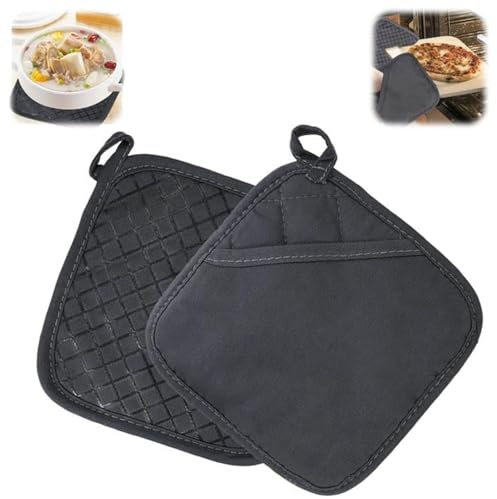 Presine in cotone, 2 presine, 17 x 17 cm, resistenti al calore, presine da cucina, colore: nero