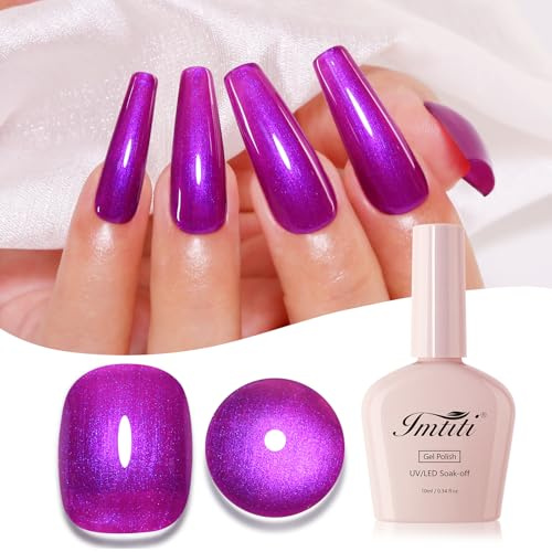 Imtiti Pearl Gel Nail Polish, 10ML Rose Purple Glitter Diamond Shimmer Sparkle Soak Off UV LED Manicure Set for Autumn Winter