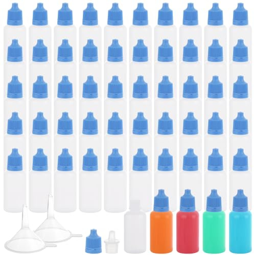 AHAQU 100-pack 20 ml droppflaska i plast, genomskinliga flytande droppflaskor, tom klämbar droppflaska med tratt för ögondroppar, eteriska oljor