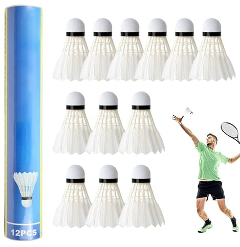 12 pezzi di volantini di badminton - Pallina da allenamento badminton con testa di spugna di schiuma di spugna di schiuma, pratica di colpo, allenamento di velocità, volo stabile, capelli