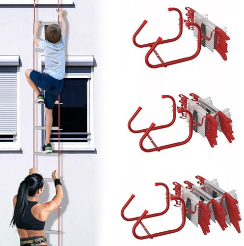 SUBTLETY Échelle de secours en aluminium de 4,5 m - Résistante au feu - Avec crochets télescopiques - Pliable - Charge maximale : 450 kg - Pour fenêtre de balcon