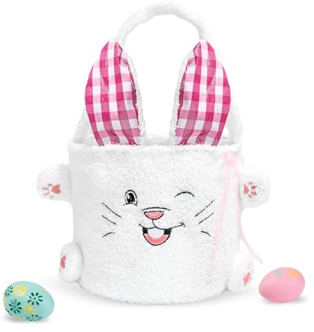 Yanghad Cestino Pasquale per Bambini con Manico, Cestino Coniglietto Pasquale, Cesto Regalo di Pasqua, Cestini Pasquali, Sacchetto Regalo Pasqua, Borsa Coniglio Pasquale (Rosa)