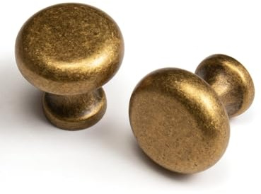 BEILEIOU Boutons d'armoire en laiton antique classiques vintage rétro boutons de tiroir de cuisine, placard, salle de bain, commode, barre de tiroir, poignées de quincaillerie en alliage de zinc (2