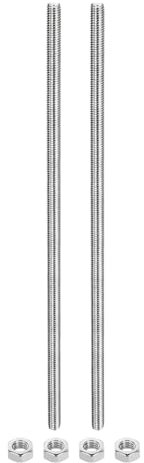 QUARKZMAN 2Pz M8 x 250mm Barra Filettata Completa con 4Pz Dadi Esagonali, Passo Filettatura 1.25mm Barra Filettata in Acciaio Inox 304 Destra Barre Perno