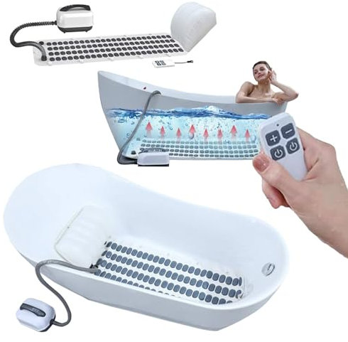 YLANMEI Vasca da Bagno con idromassaggio - Regolazione a 6 velocità, Tappetino massaggiante per Vasca da Bagno - con Cuscino Gonfiabile e Telecomando, per sciogliere i Muscoli tesi