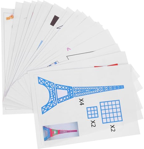 HEALSOPTHY Plantillas De Papel 3d Para Dibujar y Práctica, Set De 17 Piezas, Papeles Para Niños, Dibujo Educativo, Creatividad Infantil, Actividades Artísticas, Uso Escolar y Casa