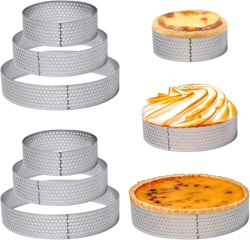 Moldes para tartas de acero inoxidable, anillos redondos para tartas de pastelería, postres, pasteles, fabricación de herramientas de cocina (juego)