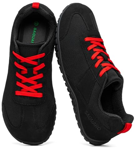 SAGUARO Hombre Zapatillas Barefoot Verano Zapatillas Minimalistas Casual Zapatos Descalzos Ligeras Calzado Barefoot para Uso Diario, Gimnasio, Fitness y Deporte Negro, 42