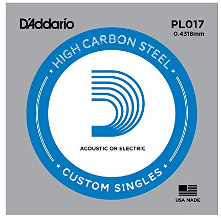 D'Addario PL017, cuerda individual de acero liso para guitarra.017