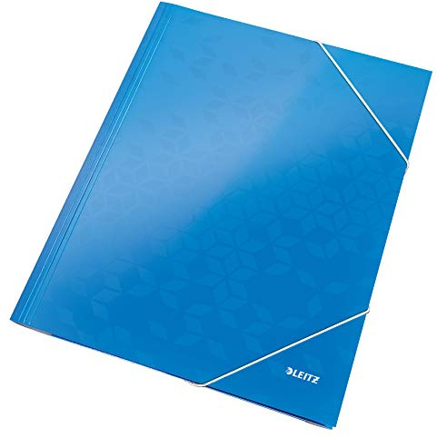LEITZ 39820036 - Carpeta de cartón de 3 solapas DIN A4 WOW color azul