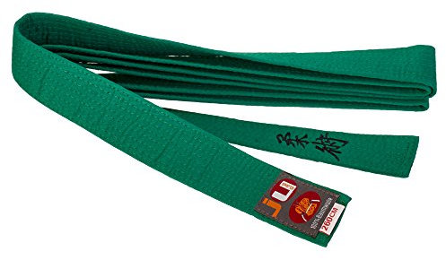 Budogürtel grün mit Bestickung Ju-Jutsu (Japanisches Kanji)