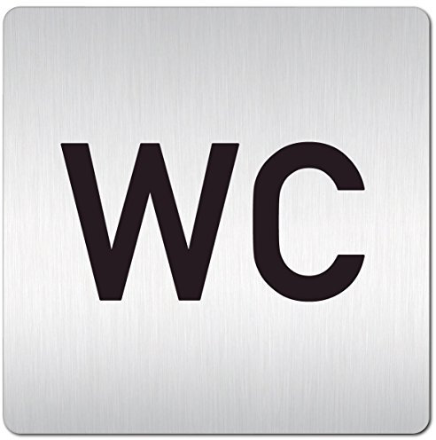 Türschilder24 XXL Schild - Türschild (B) • 125 x 125 mm • WC - Toiletten • 1,5 mm Aluminium Vollmaterial • 100% Made in Germany (WC - Text)
