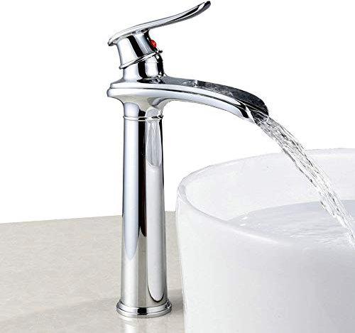 Wasserfall Wasserhahn,Kelelife Einhandarmatur aus Messing, Chrom Waschtischarmatur mit Standard 3/8 Zoll Anschluss
