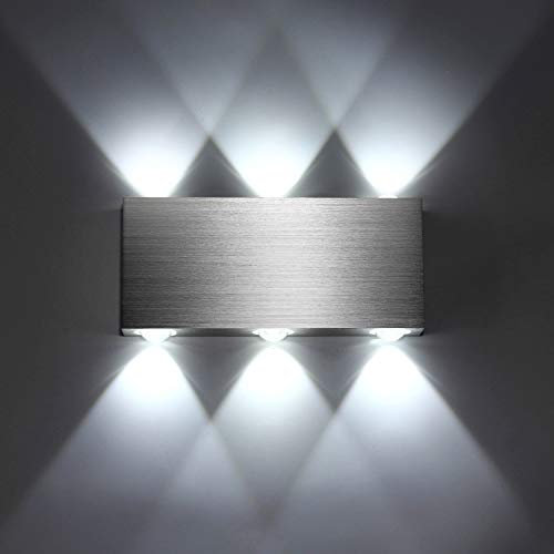 Lightess 6W LED Wall Light Indoor Modern Up Down Wall Light Brushed Aluminum Wall Lamp LEDs Wall Lighting Fixture for Living Room Bedroom Lounge Corridor Stair Hall Cool White