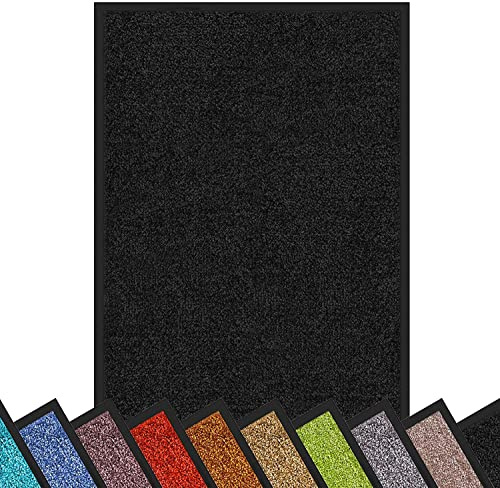 etm Dirt Trapper Mat, Non-slip Cleaning Entrance Mat, Doormat for Homes and Businesses, Machine Washable Door Mat, Dust Control Entrance Runner (200 x 300 cm, black).