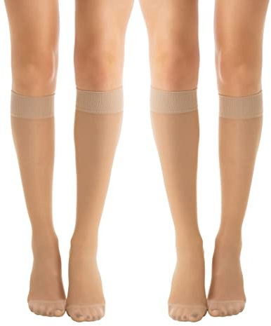 Relaxsan Basic 850P (2 Paare - Hautfarbe 2/M) Kniestrümpfe Damen 22-27 mmhg vorbeugend abgestufter Kompression 140 Den PLUS