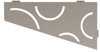 Schluter Étagère d'angle quadrilatérale carrelée – Design incurvé, aluminium gris pierre, languettes d'ancrage 3/32 po – SES3D6TSSG