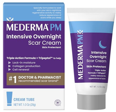Mederma PM Intensive Overnight Scar Cream, Works with Skin's Nighttime Regenerative Activity, Clinically Shown to Make Scars Smaller and Less Visible, 1.0 Oz (28g)