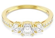 Swarovski Stilla Attract Ring, Vergoldeter und Weißer Damenring mit Drei Klaren Zirkonia im Rundschliff, Größe: 60