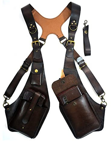 AOOUTYP Steampunk-Unterarmtasche Retro-Anti-Diebstahl-Leder-Doppelschulter-Achseltasche Outdoor-Mode, Verstellbare Brieftasche, Handytasche Für Herren