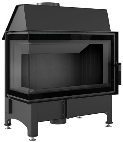 KRATKI Kamineinsatz ZIBI Deco Links 11kW - Kaminkassette - Holzkamin - 2.BImSchV 15a B-Vg - Lufteinlass 125mm - Schwarzfarbe Kaminverkleidung - modern Deco-Verglasung - Hersteller KRATKI