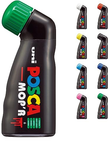 POSCA MOP'R, Marqueur peinture base eau - Tout Support - Vert | Uni Mitsubishi Pencil - Pointe tampon ronde XXL 3-19mm. Créations XXL & coulures maîtrisées. Permanents sur surface poreuse