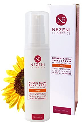 Protezione solare FLUIDO SPF50 Filtri fisici minerali 100% naturali Rapido Assorbimento Senza CONSERVANTI Tutti I Tipi Pelle, Sensibili, Acneiche, Neonati e Bambini - NEZENI COSMETICS