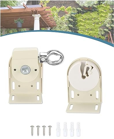 IVYSUN Coolaroo Replacement Parts,Mounting Brackets,Upgrade to Metal Ring,Compatible with Coolaroo Exterior Roller Shade(Sand,1 Pair)