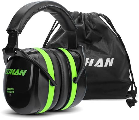 ZOHAN 012 Gehörschutz Arbeit, Lärmschutz Kopfhörer mit Erwachsene, Passiver Kapselgehörschutz für Baustelle, NRR28dB,SNR 34dB Hörschutz - Grün