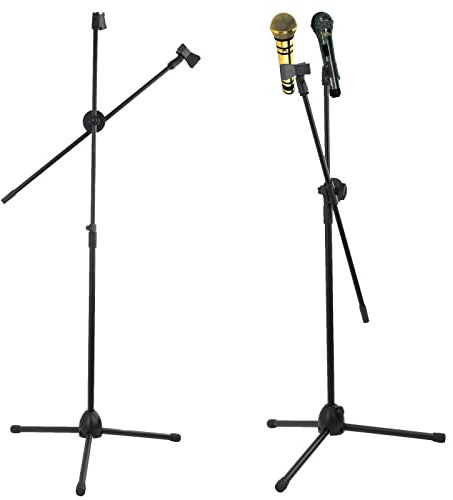 ZENO Microphone Stand Boomarm | Portable Mic Stand | Adjustable Boom Arm for Musicians, Schools, Meeting Rooms, Live Perfomances | Fits All Microphones | 140CM Max Height | Black