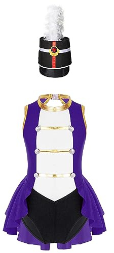 Zaldita Justaucorps Gymnastique Danse Ballet Enfant Filles Tenue Patinage Sport Yoga Déguisement Cirque Monsieur Loyal Costume Ringmaster Violet 9-10 ans