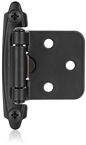 Vallecloud Matte Black Cabinet Hinges, 1/2” Overlay, 4 Pack