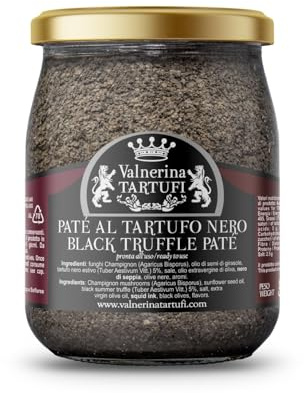 Valnerina Tartufi Paté mit schwarzer Trüffel Trüffelpaté | Pilzsauce Champignon, Trüffen, schwarze Oliven | Glas 500 gr.