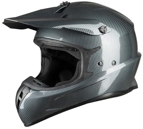 Favoto Motorrad Crosshelm Fullface Erwachsene - Downhill Motocross Helm Damen Herren ECE 22.06 Zertifiziert für Moped Quad Mountainbike ATV UTV Kohlefaser Größe L 59-60cm (Ohne Visier)