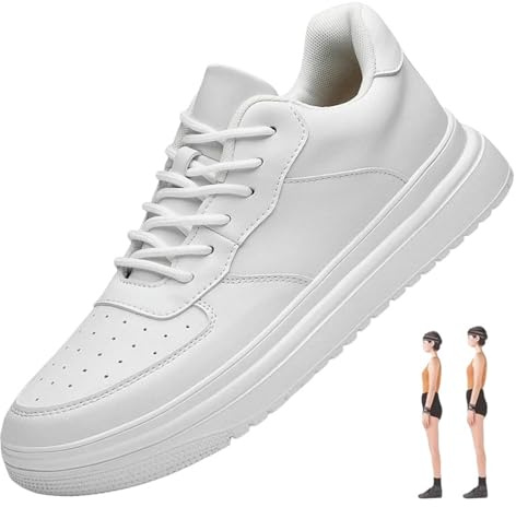 YDRABFLE Zapatillas deportivas para hombre, elevador de altura, plantilla de 8 cm, color blanco, zapatos más grandes para hombre, ocio, cómodos y transpirables