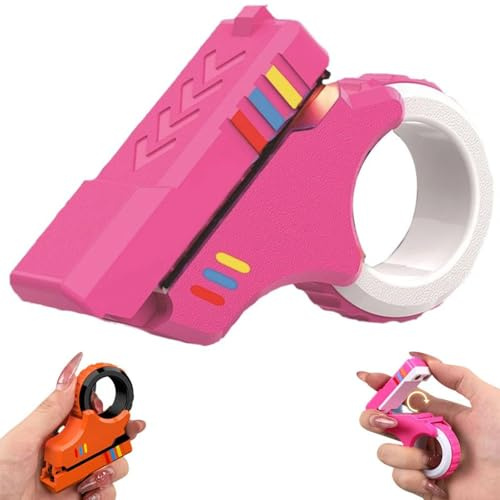 Fidget Slider 3D Printed Fidget Toy Gadget, Stress Relief Relax EDC Gyro Finger Toy, 3D Printed Fidget Slider Gun, Finger Toy for Stress and Anxiety Relaxing (Pink)