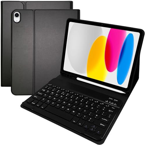Keyboard Case for iPad 11th Generation A16 11 inch 2025/10th Generation 2022 10.9 inch Detachable Keyboard for iPad 11/10 Gen with Anti-fall Cover and Pencil Holder UK Layout Black