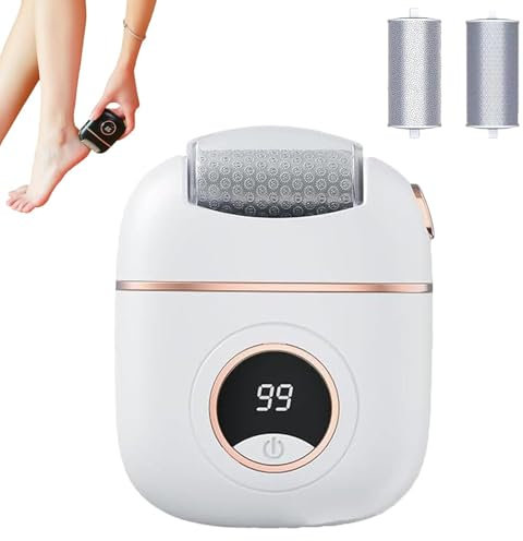 New USB Rechargeable Foot Repair and Grinding Device,Electric Foot Grinder,Digital Display Foot,Adjustable Grinding Head,Electric Callus Remover Kit,Electronic Foot File with 2/3 Roller (White)