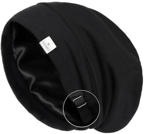 YANIBEST Silk Satin Bonnet Hair Wrap for Sleeping - Adjustable Stay on Silk Lined Slouchy Beanie Hat for Curly Hair and Braids