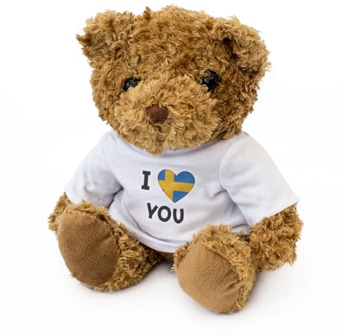 I LOVE YOU (SWEDISH FLAG) - Teddy Bear - Cute - Romantic Sweden Gift Present
