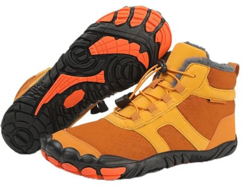 Barefoot Scarpe Invernali Termiche Uomo/Donna – Calde, Antiscivolo – Ideali per Trekking, Escursioni e Sport Outdoor - Arancione 44 EU