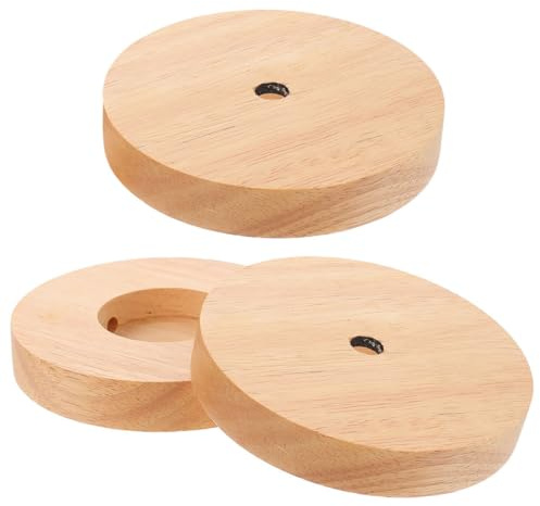 ORFOFE 3 St Små Runda Lampfötter i Massivt Trä Bärbar och Kompakt Design för Nattlampor Diy-hantverk och Dekorativa Småföremål Hållbar Träbas med Fin Hantverksskicklighet
